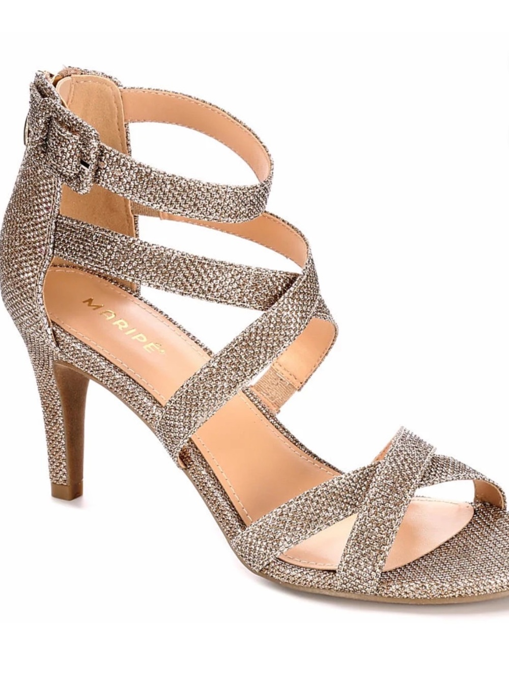 Maripe Glitter Strappy High Heel Sandal - Champagne